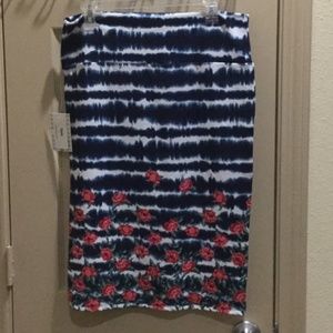 Large NWT Blue & White Stripe Dip w/Roses Cassie